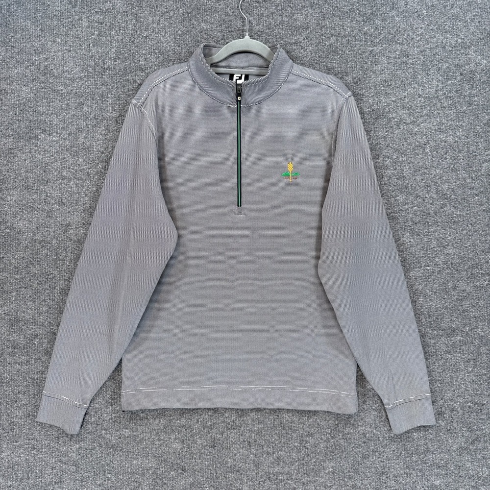 FootJoy Pullover Shirt Mens Medium Gray Striped 1/4 Zip Golf Performance Casual